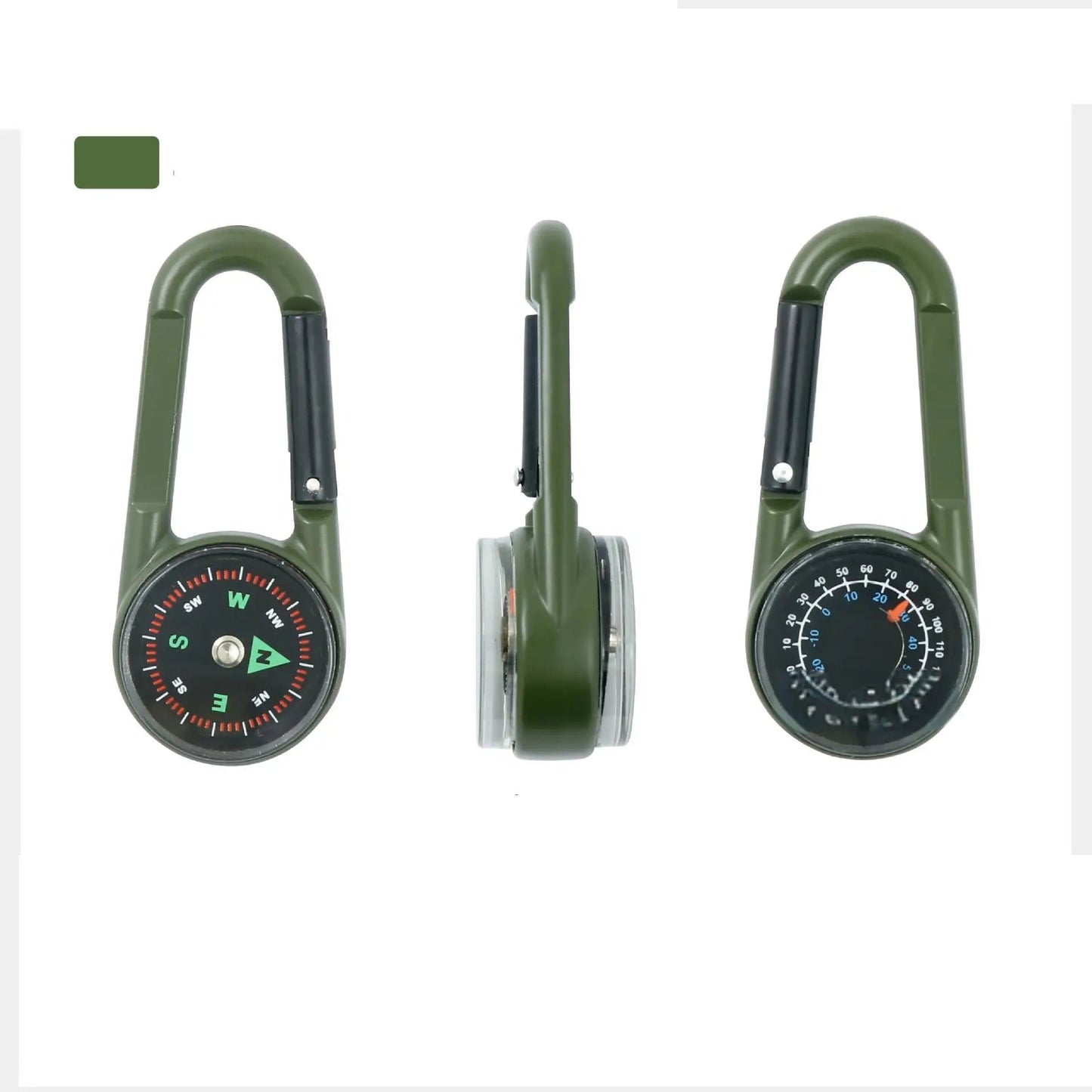1 Pc Compass Thermometer Carabiner 3 in 1 Mini Compass Carabiner Clip Outdoor Hiking Survival Key Ring Double Sided Metal - Checkouts UK