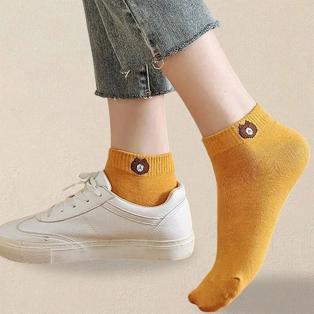 10 Pairs Women Cartoon Patterned Socks Trendy And Fashionable Versatile Socks Lightweight Breathable Comfortable Casual Socks - Checkouts UK
