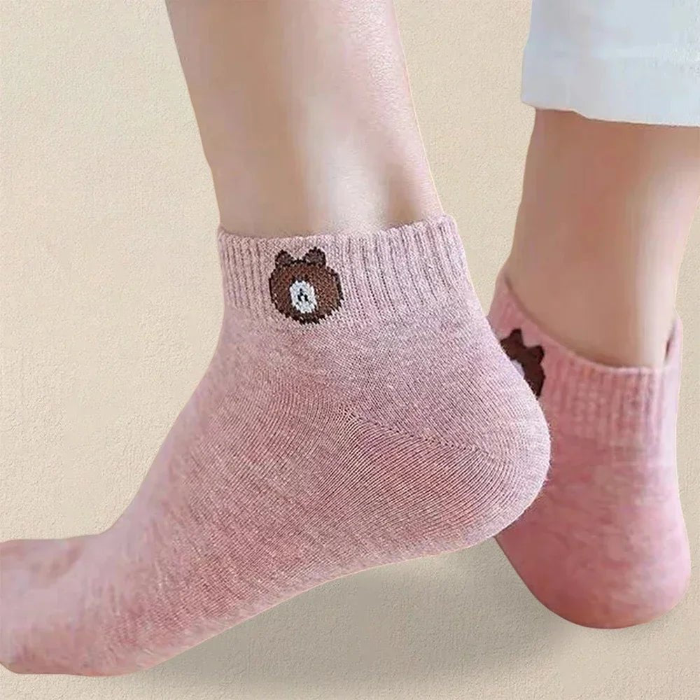 10 Pairs Women Cartoon Patterned Socks Trendy And Fashionable Versatile Socks Lightweight Breathable Comfortable Casual Socks - Checkouts UK