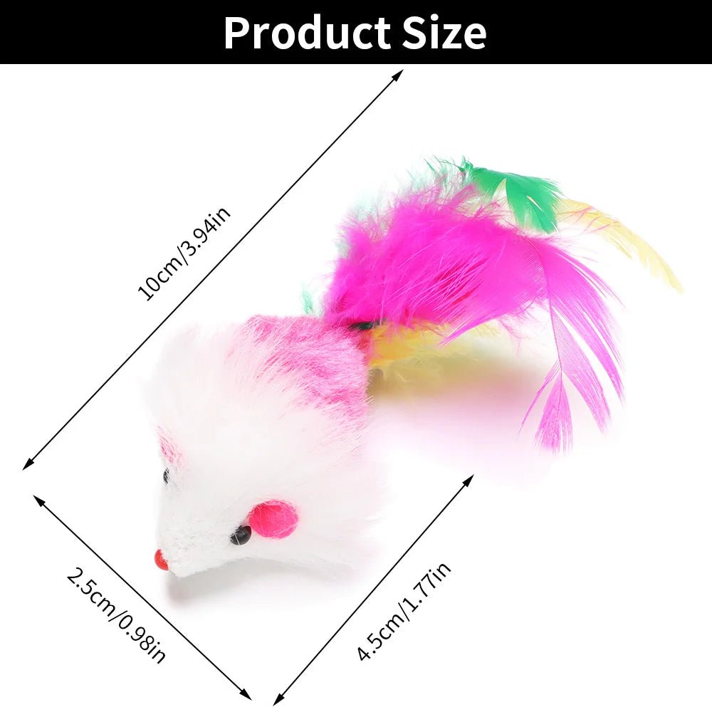 10 Pcs New Plush Cat Mouse Toys Mice Rattle Set Interactive Pet Toy for Kittens Assorted Catnip Toys with Colorful Feather Tail - Checkouts UK
