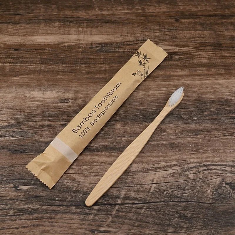 10pcs Bamboo Toothbrushes Colorful Toothbrush Resuable Portable Adult Wooden Soft Tooth Brush For Home Travel Hotel - Checkouts UK