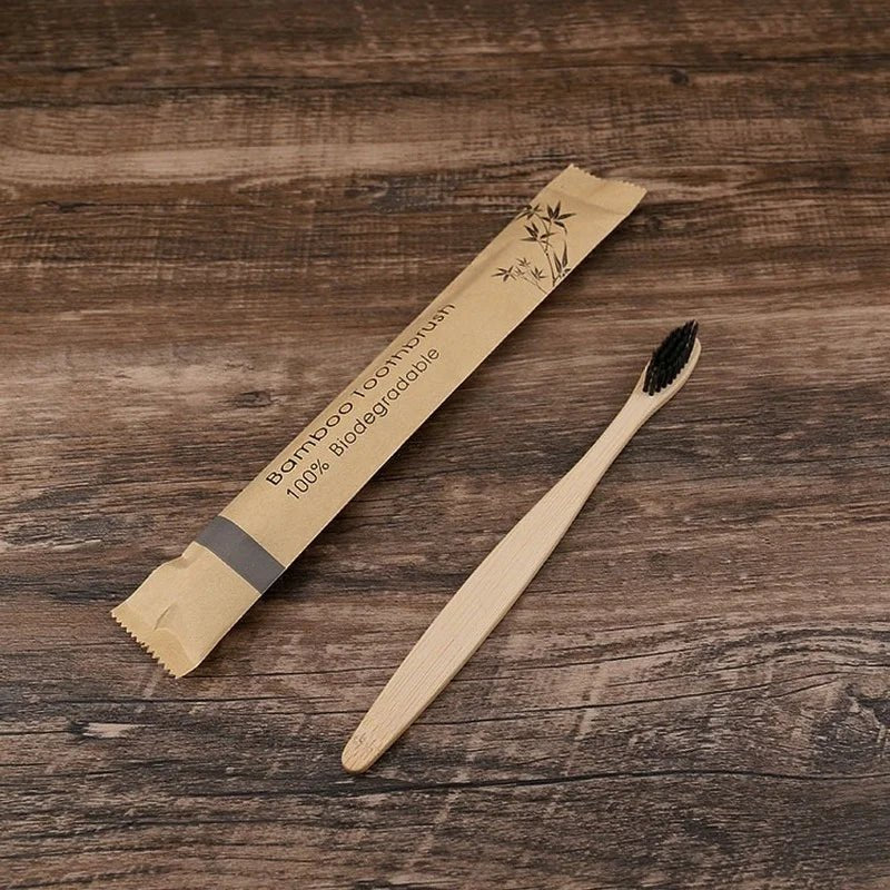 10pcs Bamboo Toothbrushes Colorful Toothbrush Resuable Portable Adult Wooden Soft Tooth Brush For Home Travel Hotel - Checkouts UK