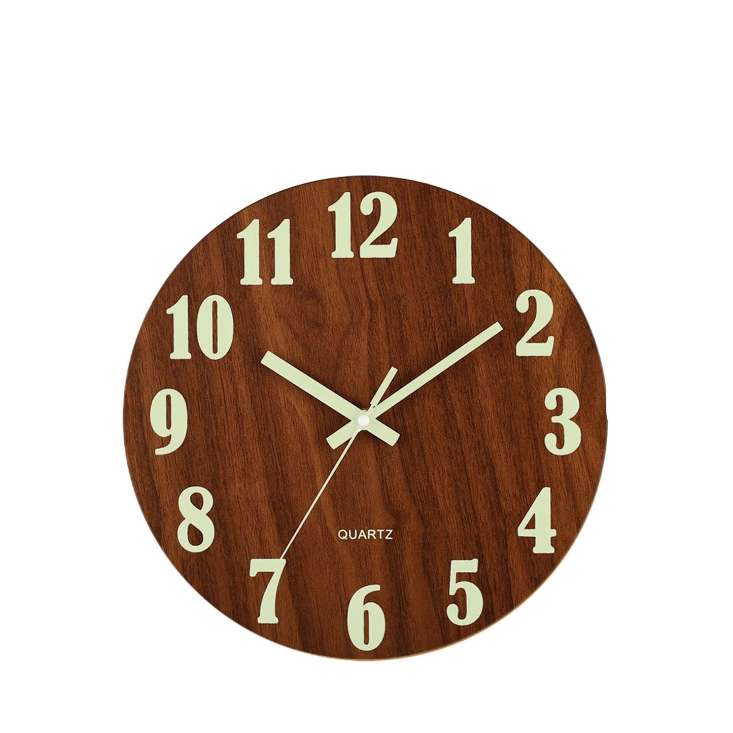 12 Inch Luminous Wall Clock Wood Silent light in dark night Nordic Fashion Wall Clock Non Ticking Clock With Night Light - Checkouts UK