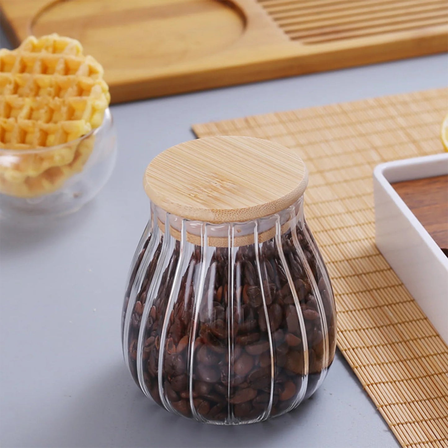 1pc Airtight Food Containers Kitchen Storage Pots Glass Jar with Lid Sealed Canister Sugar Tea Cans Hermetic Kitchen Coffee Jars - Checkouts UK