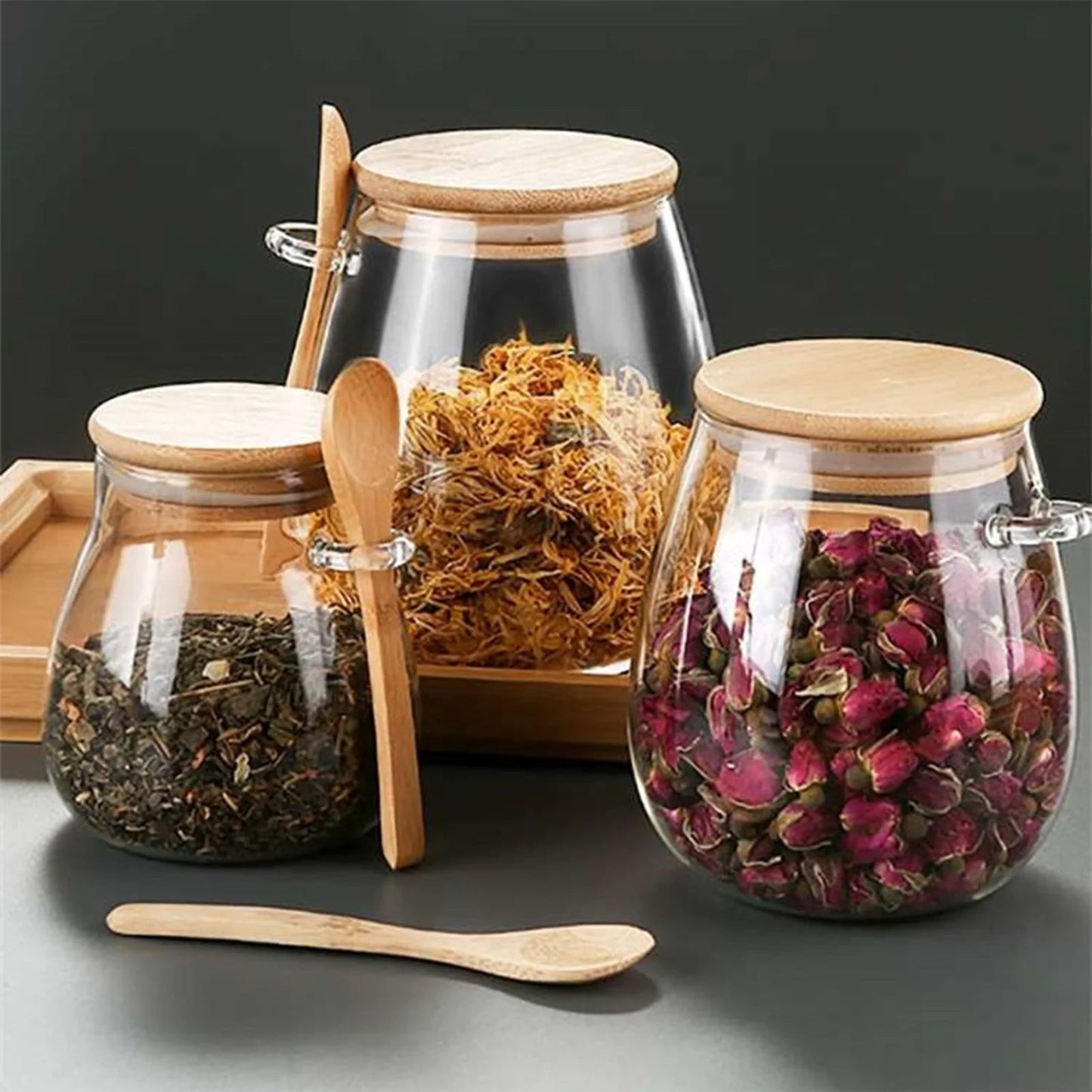 1pc Airtight Food Containers Kitchen Storage Pots Glass Jar with Lid Sealed Canister Sugar Tea Cans Hermetic Kitchen Coffee Jars - Checkouts UK