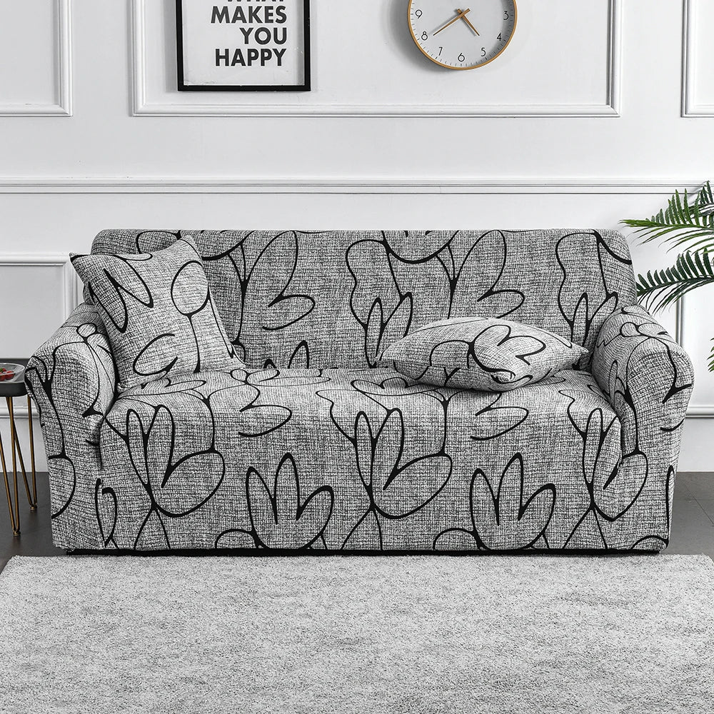 1pc Flower Printed Elastic Sofa Cover Antidirty Spandex Sofa Cover Furniture Protector for Bedroom Office Living Room Home Decor - Checkouts UK