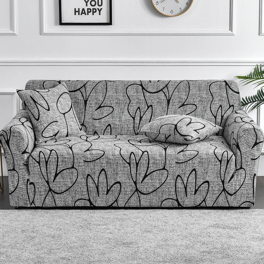 1pc Flower Printed Elastic Sofa Cover Antidirty Spandex Sofa Cover Furniture Protector for Bedroom Office Living Room Home Decor - Checkouts UK