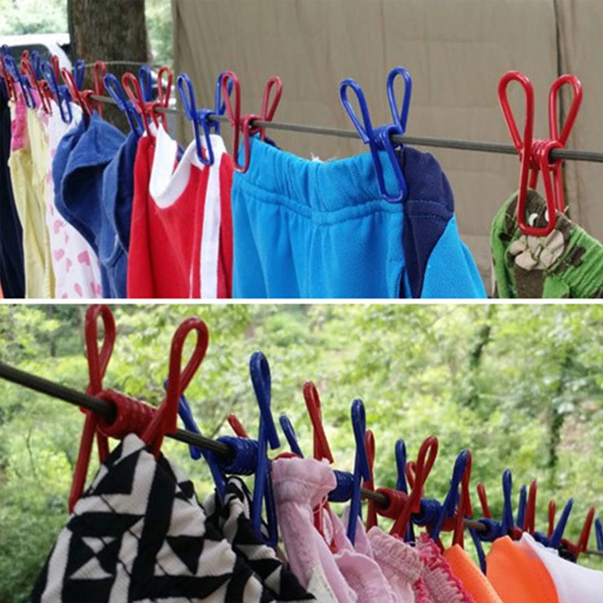 1pc Portable Travel Retractable Camping Adjustable Clothesline With 12pcs Clips, Drying Clothes For Outdoor And Indoor - Checkouts UK