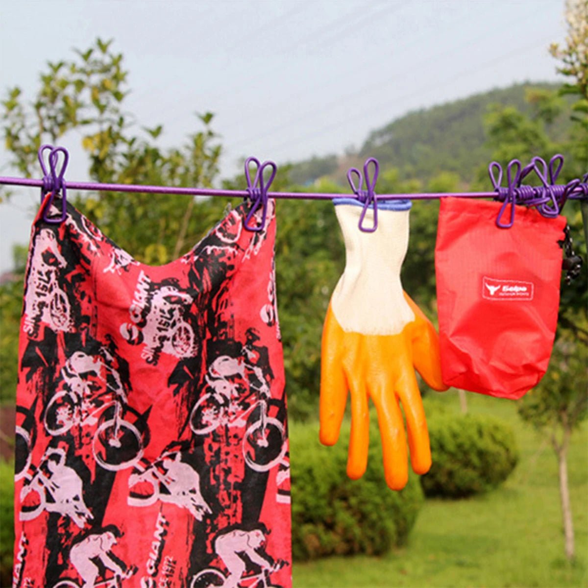 1pc Portable Travel Retractable Camping Adjustable Clothesline With 12pcs Clips, Drying Clothes For Outdoor And Indoor - Checkouts UK