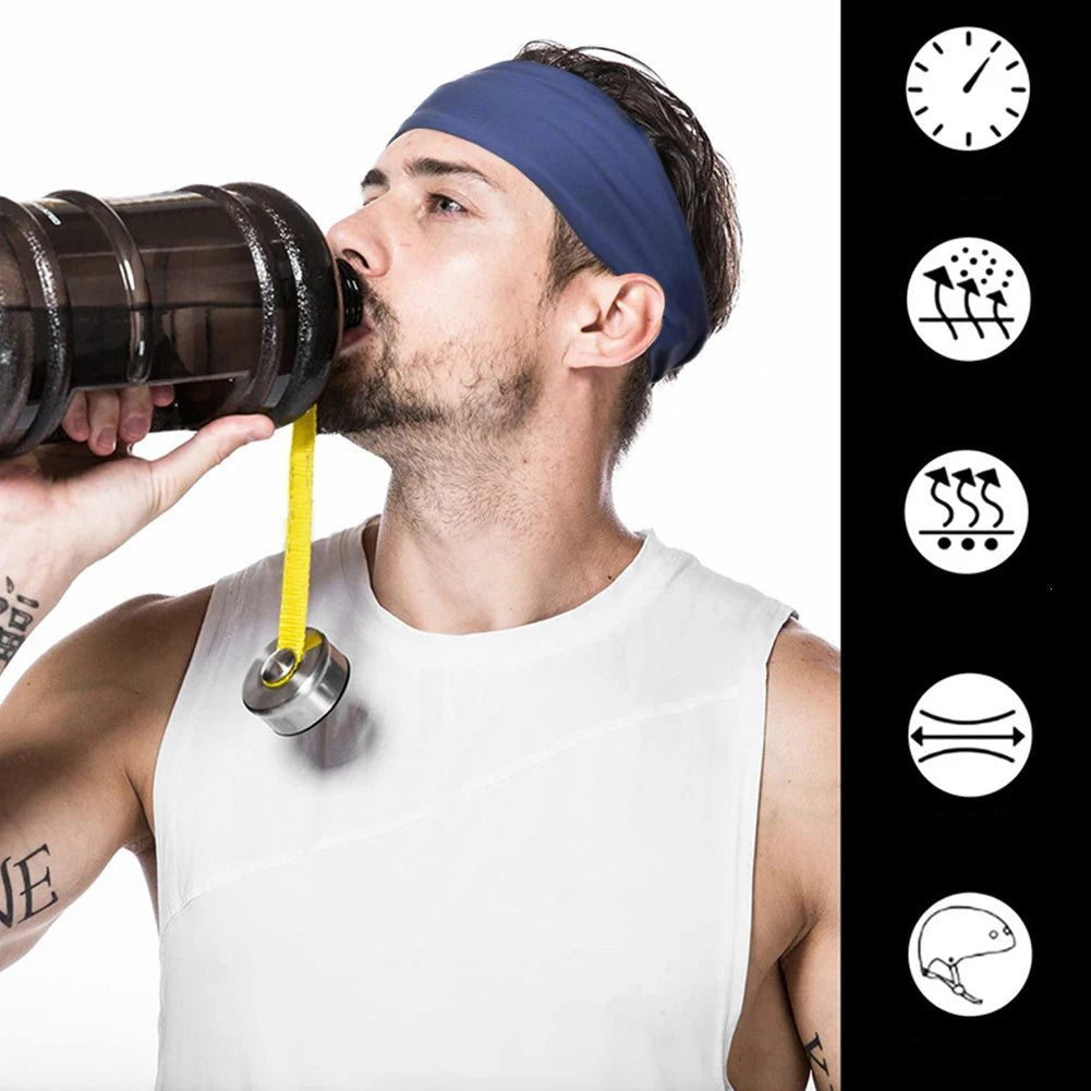 1PC Sports Headband Running Fitness Sweatband Quick - Dry Elastic Absorbent Men Women Cycling Jog Tennis Yoga Gym Hair Bandage - Checkouts UK