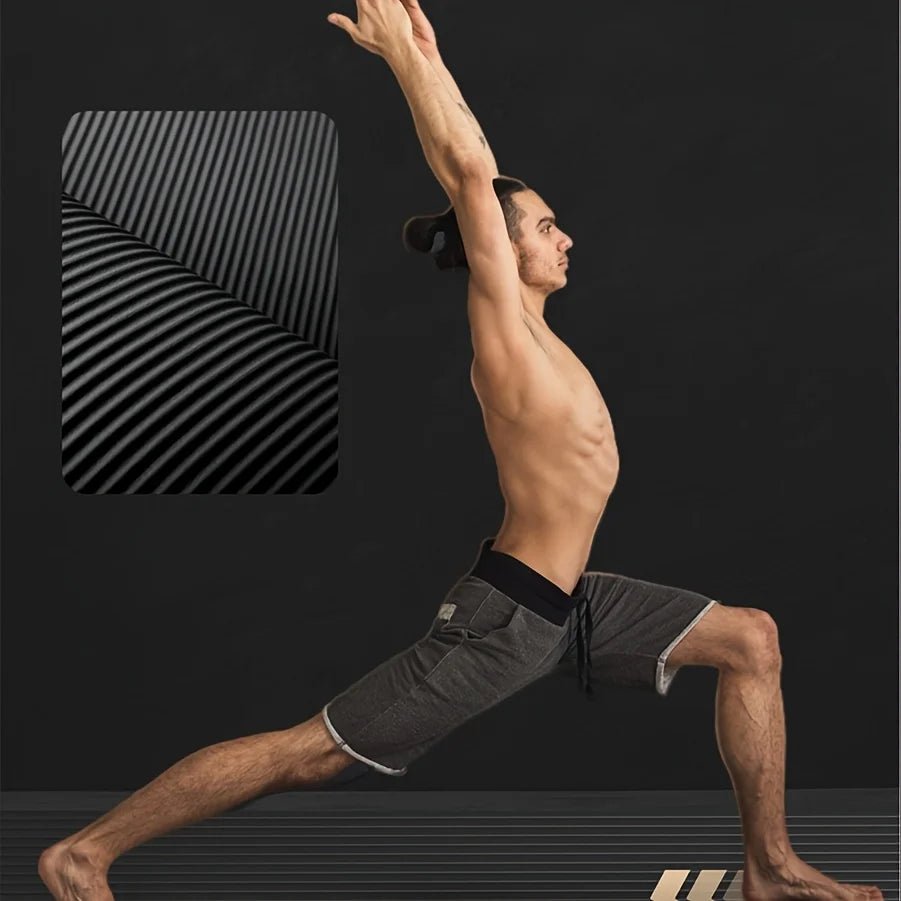 1Pcs Thickened Non - Slip Black Soft Yoga Mat Durable NBR Rubber Perfect For Home Sports Fitness Training Equipment And Workouts - Checkouts UK