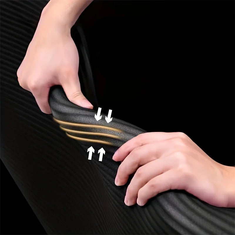 1Pcs Thickened Non - Slip Black Soft Yoga Mat Durable NBR Rubber Perfect For Home Sports Fitness Training Equipment And Workouts - Checkouts UK