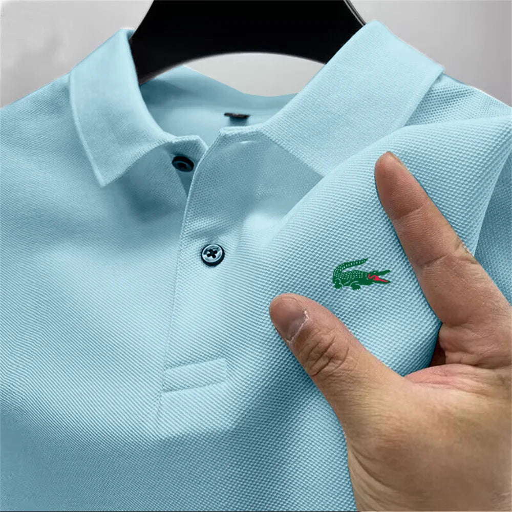 2025 Summer New Men's Outdoor Sports Golf Polo Shirt Flip Collar Street Casual Top Business High Quality Breathable Top - Checkouts UK