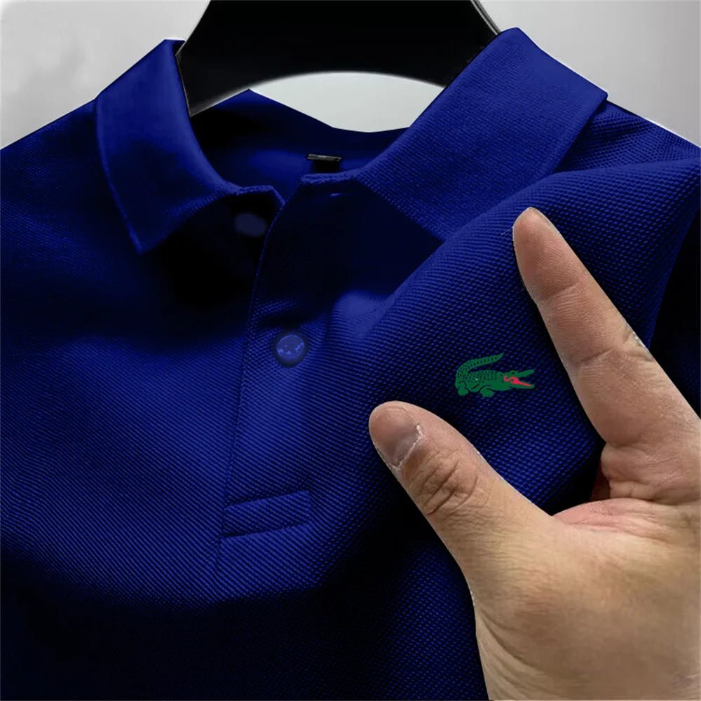 2025 Summer New Men's Outdoor Sports Golf Polo Shirt Flip Collar Street Casual Top Business High Quality Breathable Top - Checkouts UK