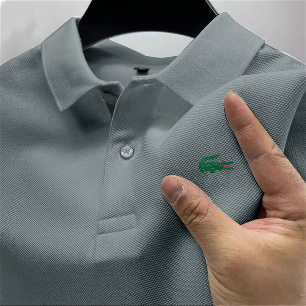 2025 Summer New Men's Outdoor Sports Golf Polo Shirt Flip Collar Street Casual Top Business High Quality Breathable Top - Checkouts UK