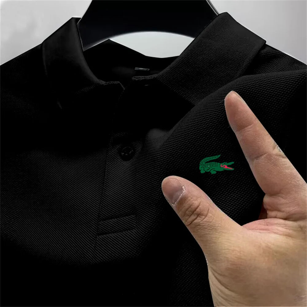 2025 Summer New Men's Outdoor Sports Golf Polo Shirt Flip Collar Street Casual Top Business High Quality Breathable Top - Checkouts UK