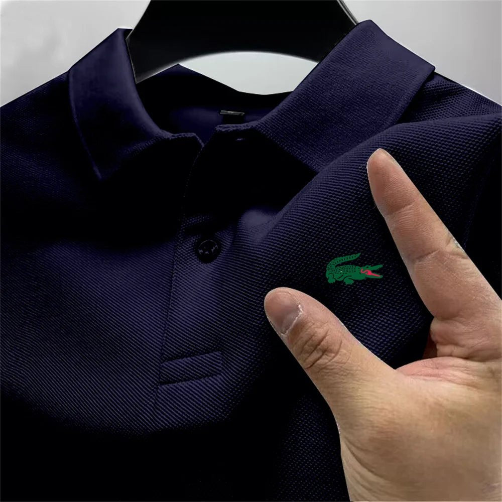 2025 Summer New Men's Outdoor Sports Golf Polo Shirt Flip Collar Street Casual Top Business High Quality Breathable Top - Checkouts UK