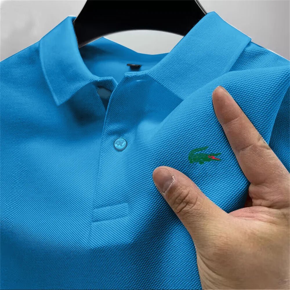 2025 Summer New Men's Outdoor Sports Golf Polo Shirt Flip Collar Street Casual Top Business High Quality Breathable Top - Checkouts UK