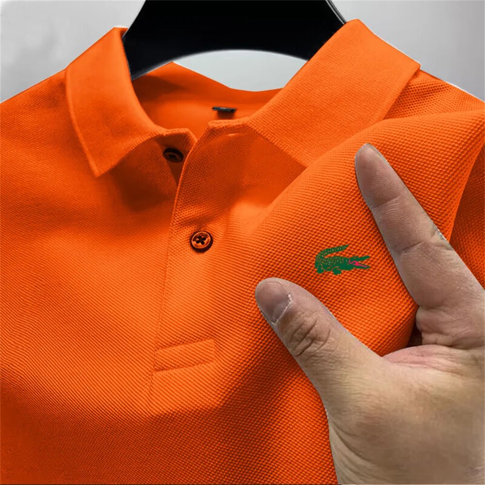 2025 Summer New Men's Outdoor Sports Golf Polo Shirt Flip Collar Street Casual Top Business High Quality Breathable Top - Checkouts UK