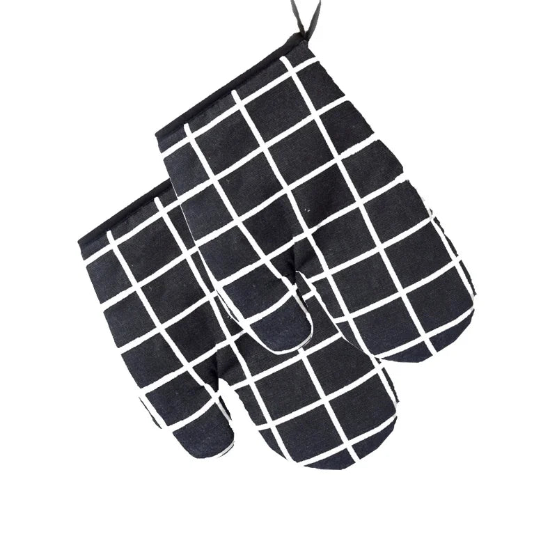 2pcs Kitchen Potholders Pad and Stove Oven Gloves Set Mitts Heat Resistant Thermal Anti - heat Take Hot Pot Cooking Baking Gloves - Checkouts UK