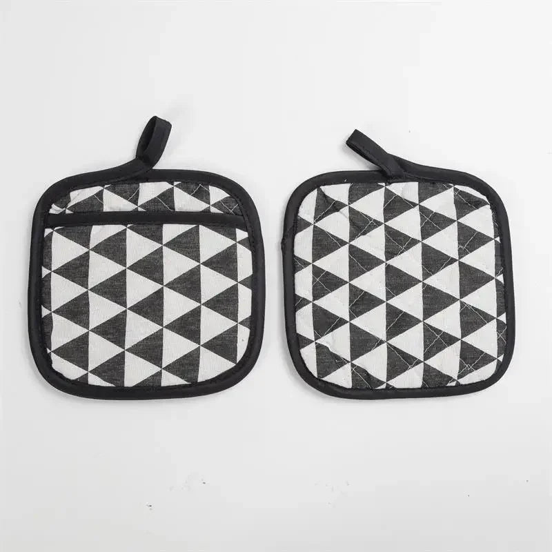 2pcs Kitchen Potholders Pad and Stove Oven Gloves Set Mitts Heat Resistant Thermal Anti - heat Take Hot Pot Cooking Baking Gloves - Checkouts UK