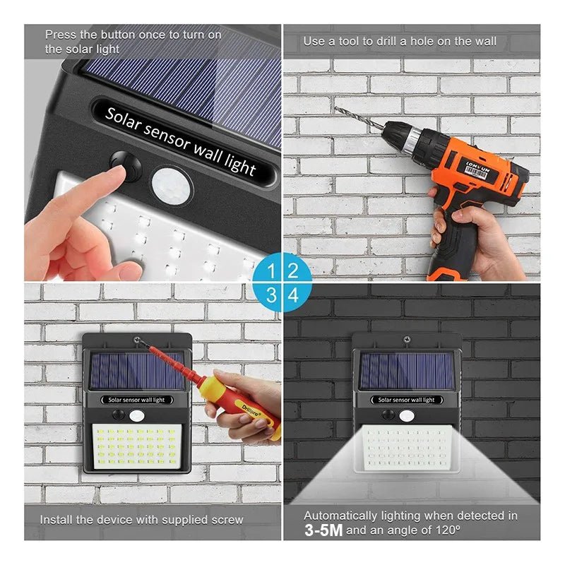 30 LED Solar Light PIR Motion Sensor Wall Light Outdoor Solar Lamp Waterproof Solar Powered Sunlight Street Lamp Garden Decor - Checkouts UK
