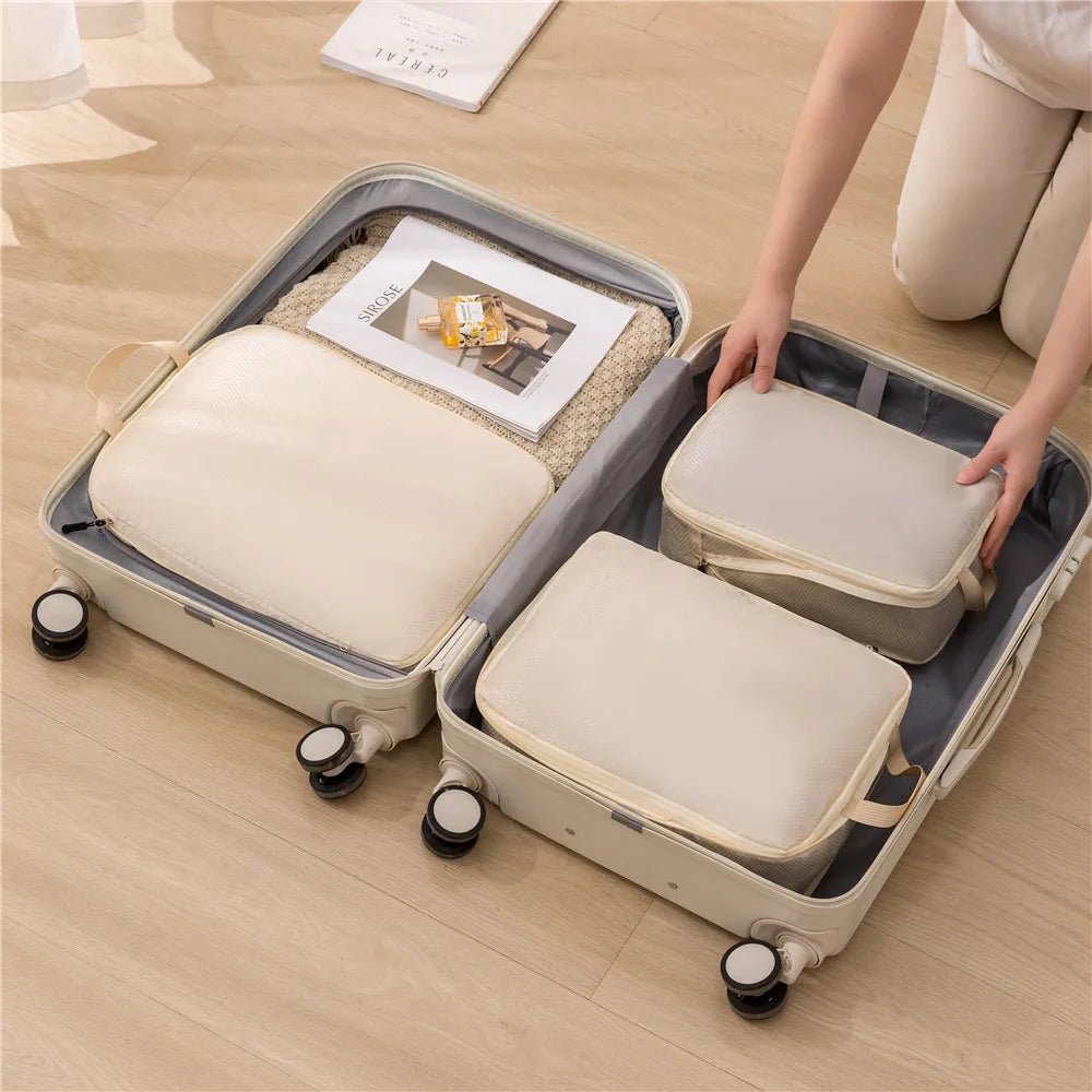 3Pcs/Set Travel Compressible Packing Multifunction Travel Storage Bag Waterproof Suitcase Nylon Portable Luggage Organizer Pink - Checkouts UK