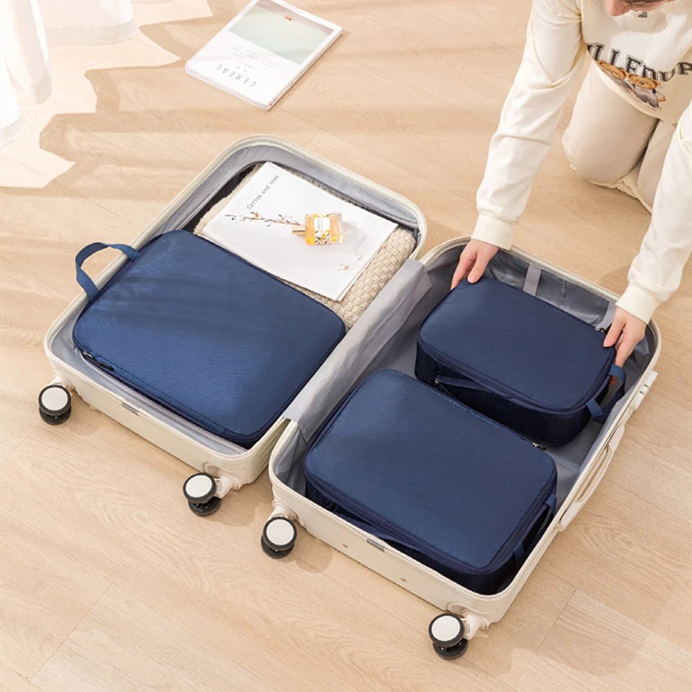 3Pcs/Set Travel Compressible Packing Multifunction Travel Storage Bag Waterproof Suitcase Nylon Portable Luggage Organizer Pink - Checkouts UK