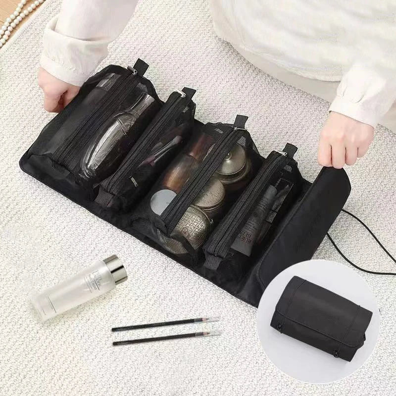 4 in 1 Cosmetic Bag For Women Zipper Mesh Separable Cosmetics Pouch Ladies Foldable Nylon Bag Rope Makeup Bag Kosmetyczka - Checkouts UK