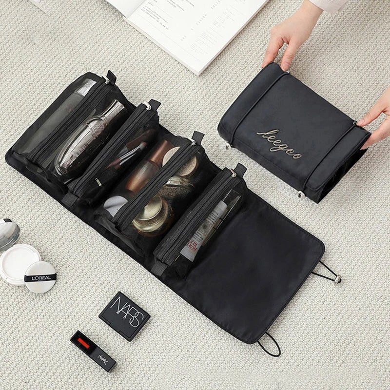 4 in 1 Cosmetic Bag For Women Zipper Mesh Separable Cosmetics Pouch Ladies Foldable Nylon Bag Rope Makeup Bag Kosmetyczka - Checkouts UK