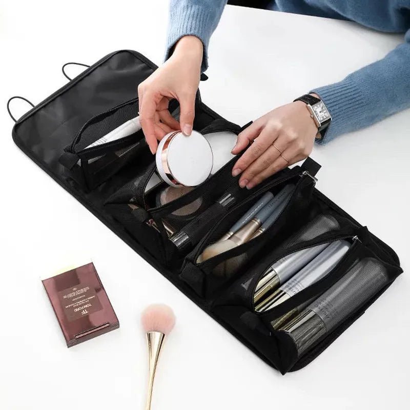 4 in 1 Cosmetic Bag For Women Zipper Mesh Separable Cosmetics Pouch Ladies Foldable Nylon Bag Rope Makeup Bag Kosmetyczka - Checkouts UK