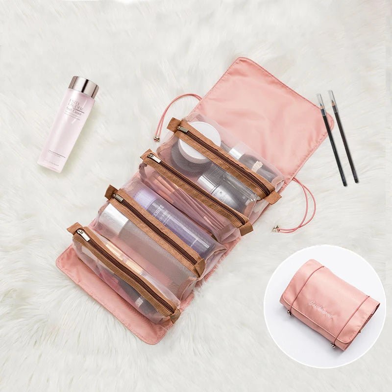4 in 1 Cosmetic Bag For Women Zipper Mesh Separable Cosmetics Pouch Ladies Foldable Nylon Bag Rope Makeup Bag Kosmetyczka - Checkouts UK