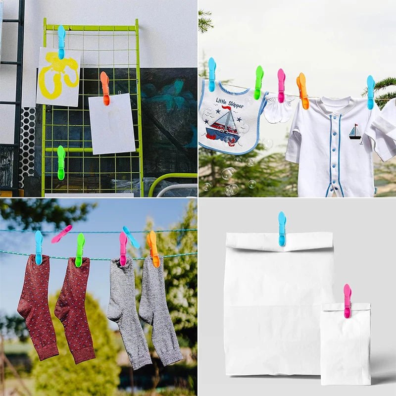 48/24Pcs Clothespins Hanging Pegs Clips Plastic Hangers Racks Laundry Clothes Pegs Clamps Towel Clips Home Storage Hooksks - Checkouts UK