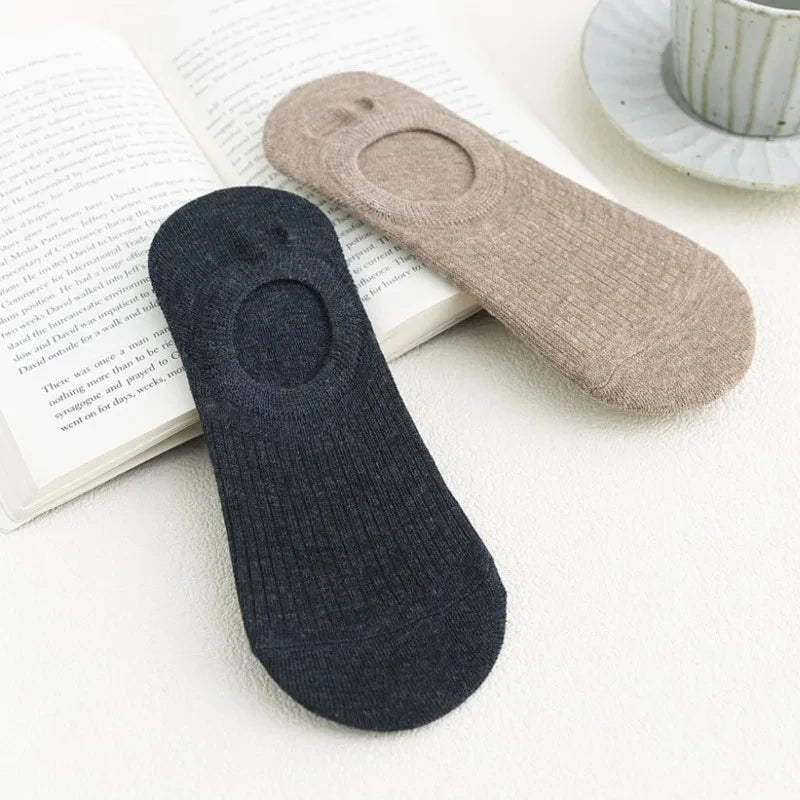 5 Pairs Women's silicone invisible Boat Socks Summer Solid Color Ankle Boat Socks Female Soft Cotton Slipper Socks 35 - 40 EUR - Checkouts UK