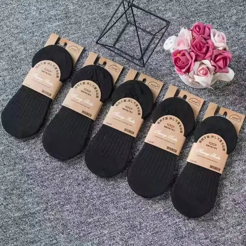5 Pairs Women's silicone invisible Boat Socks Summer Solid Color Ankle Boat Socks Female Soft Cotton Slipper Socks 35 - 40 EUR - Checkouts UK