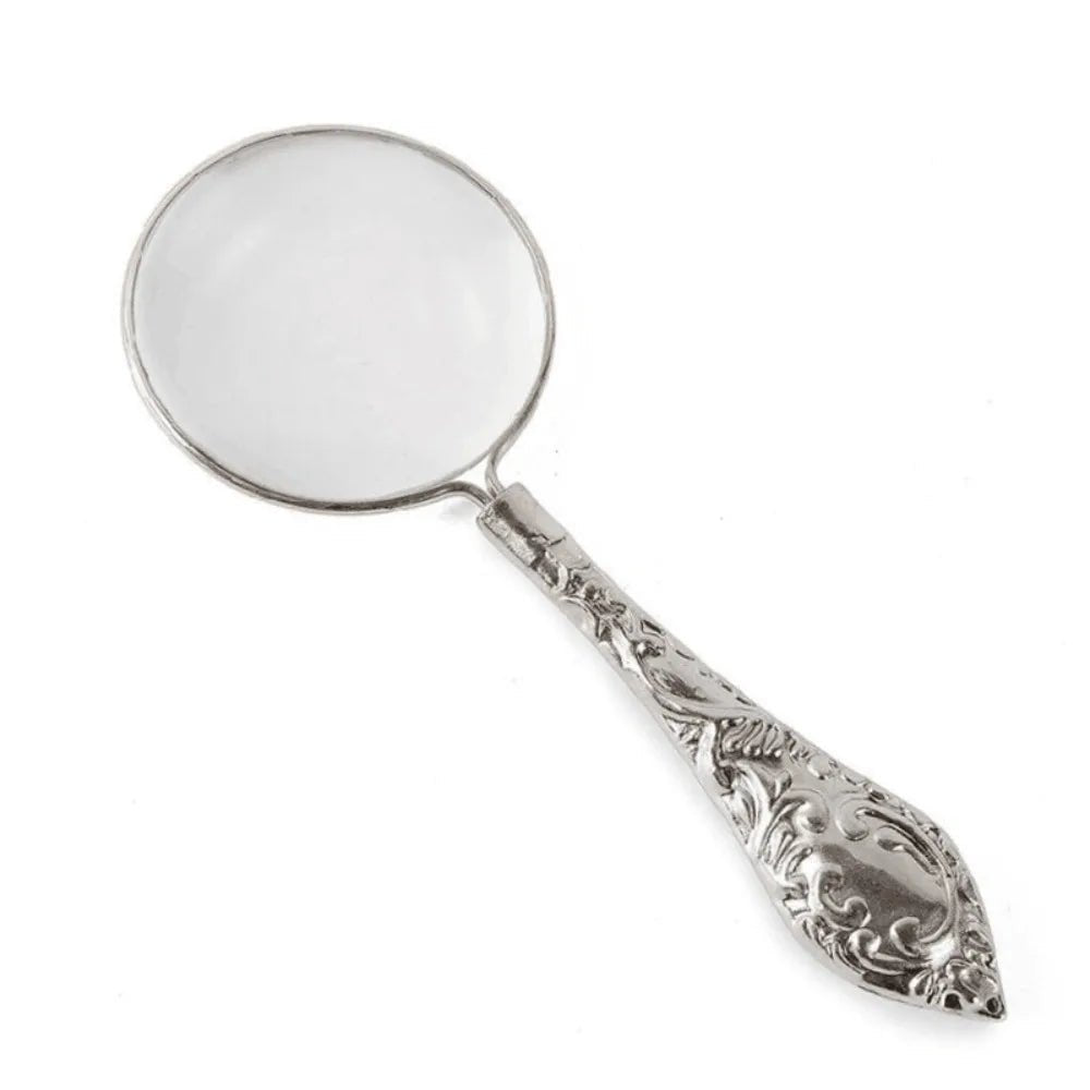 5X Magnifying Glass Handheld Delicate Pattern Handle Glass Lens 12.5*4.7*1cm Retro European Loupe Magnifier Portable Pocket Tool - Checkouts UK