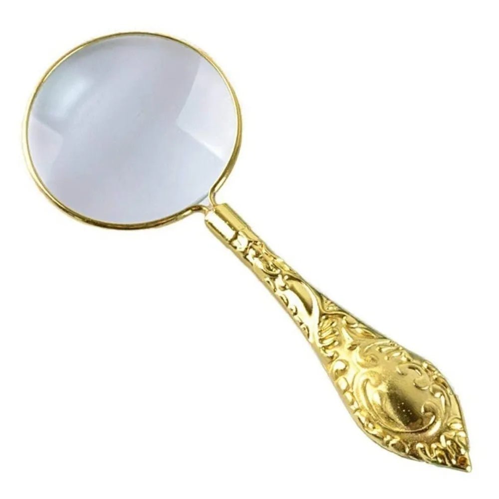 5X Magnifying Glass Handheld Delicate Pattern Handle Glass Lens 12.5*4.7*1cm Retro European Loupe Magnifier Portable Pocket Tool - Checkouts UK
