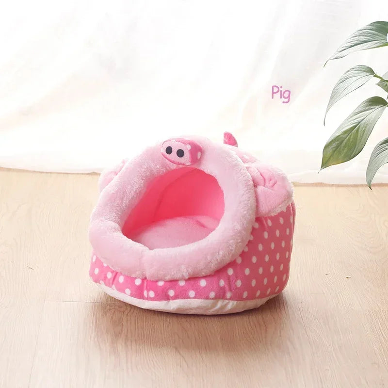 Pig Bed Hamster Soft Hideout House Small Pet Animals Warm Nest Cage for Bunny Rabbit Sugar Glider Chinchilla Hedgehog