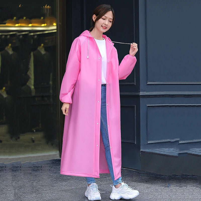 Adult Long Raincoats EVA Impermeable Waterproof Rain Coat Men Women Travel Hooded Beam Port Rain Poncho For Fishing Camping - Checkouts UK
