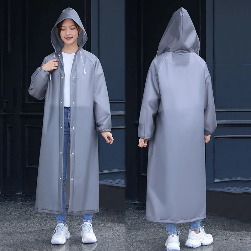 Adult Long Raincoats EVA Impermeable Waterproof Rain Coat Men Women Travel Hooded Beam Port Rain Poncho For Fishing Camping - Checkouts UK