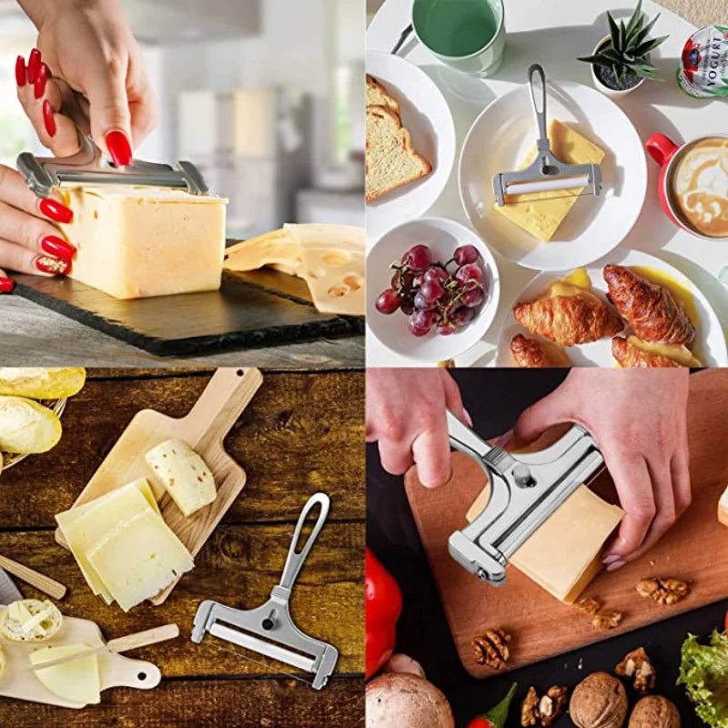 Aluminum Alloy Cheese Slicer with Wire Adjustable Thickness Cheese Butter Cutter for Soft and Semi - Hard Cheeses Kitchen Gadgets - Checkouts UK