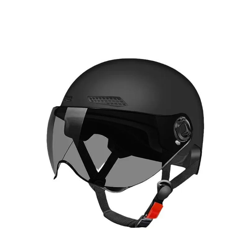 Bicycle Safety Helmet 3C Certified Men's and Women's Adult Children Cartoon Electric Bicycle Motorcycle Half Helmet with Goggles - Checkouts UK