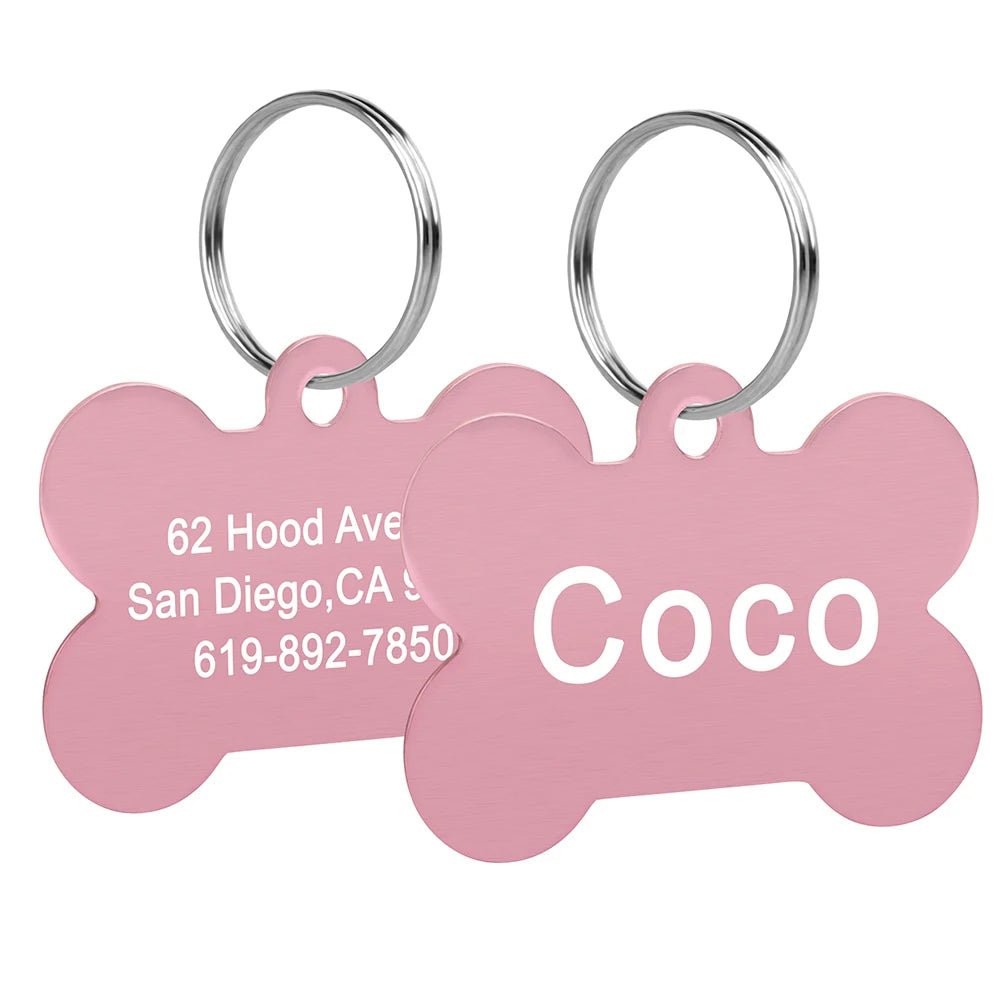 Bone Shaped Pet ID Tag Personalized Dog Cat Name Tags Anti - lost Free Engraving Collar Pendant Bone for Small Medium Large Pet - Furbury