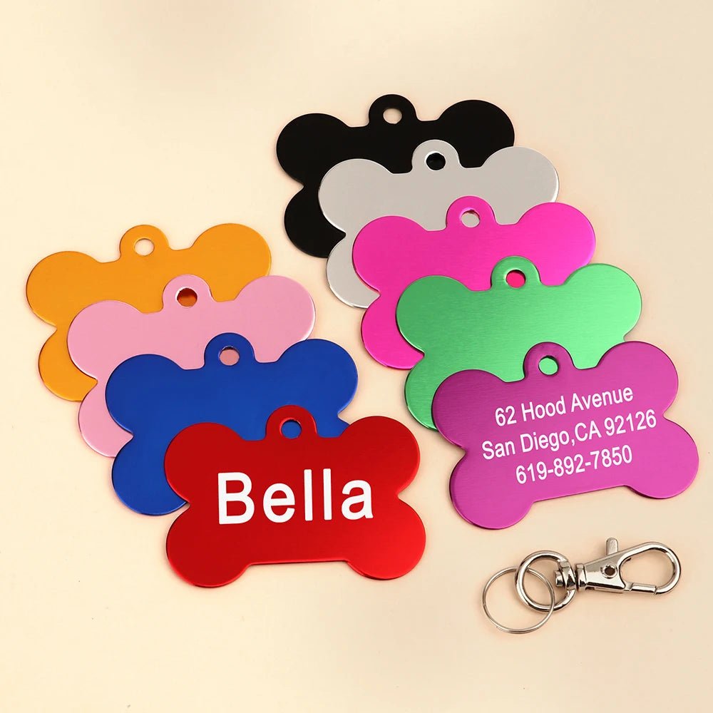 Bone Shaped Pet ID Tag Personalized Dog Cat Name Tags Anti - lost Free Engraving Collar Pendant Bone for Small Medium Large Pet - Furbury
