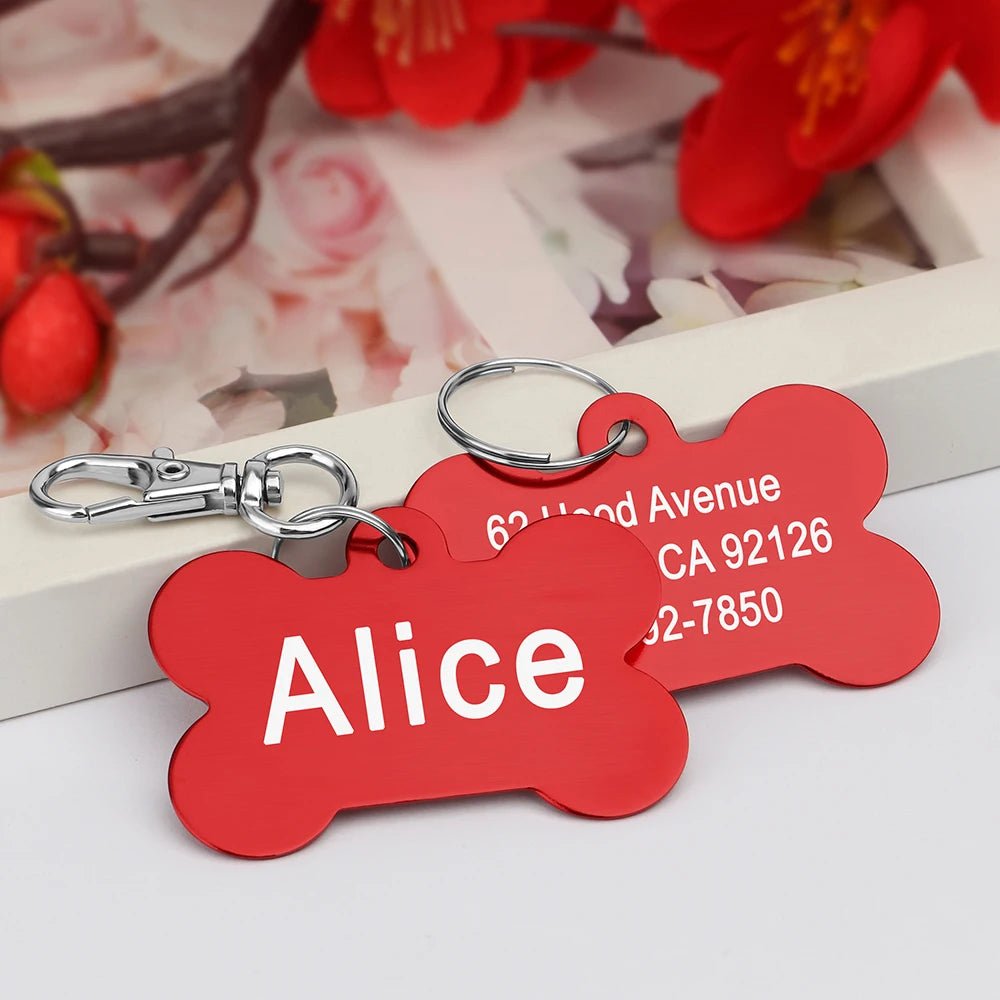 Bone Shaped Pet ID Tag Personalized Dog Cat Name Tags Anti - lost Free Engraving Collar Pendant Bone for Small Medium Large Pet - Furbury