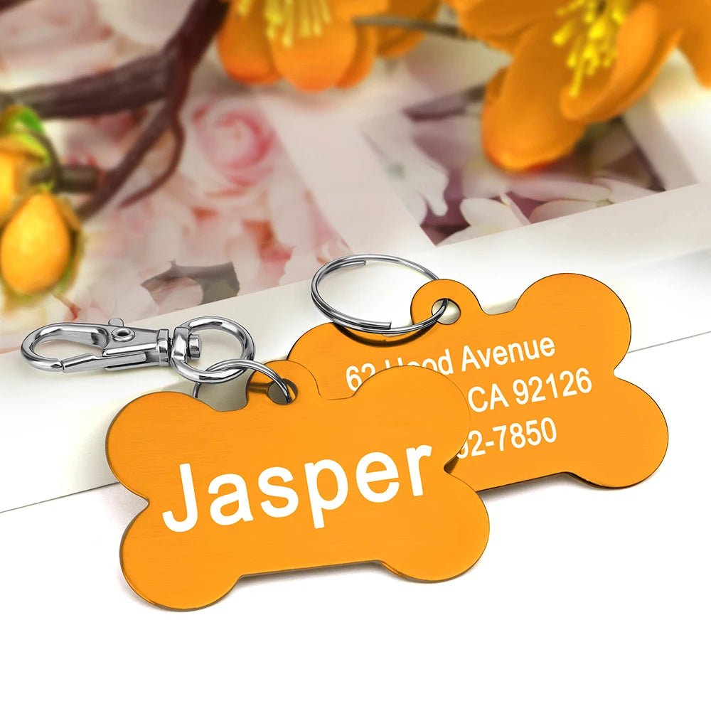 Bone Shaped Pet ID Tag Personalized Dog Cat Name Tags Anti - lost Free Engraving Collar Pendant Bone for Small Medium Large Pet - Furbury