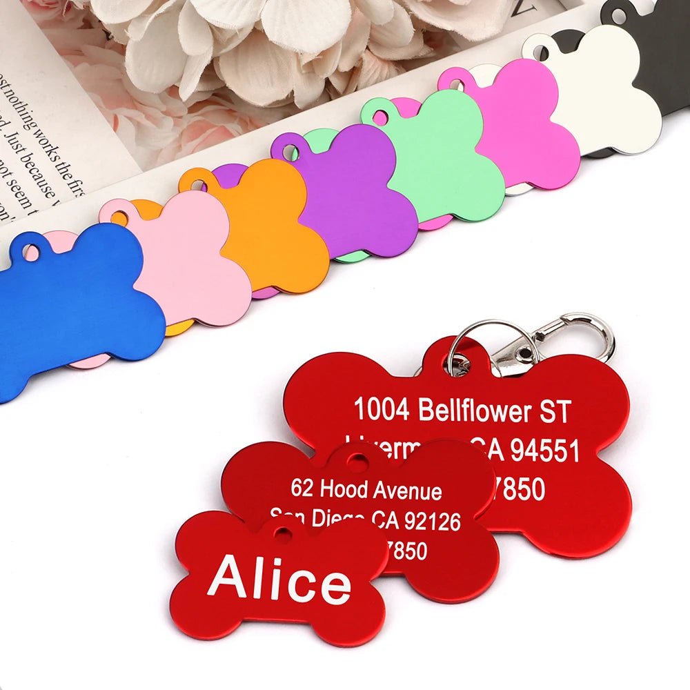 Bone Shaped Pet ID Tag Personalized Dog Cat Name Tags Anti - lost Free Engraving Collar Pendant Bone for Small Medium Large Pet - Furbury