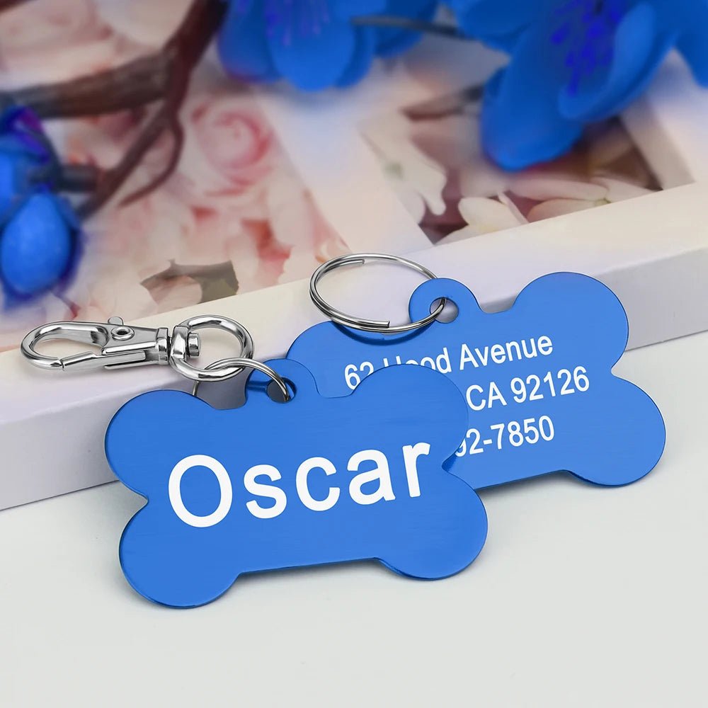 Bone Shaped Pet ID Tag Personalized Dog Cat Name Tags Anti - lost Free Engraving Collar Pendant Bone for Small Medium Large Pet - Furbury