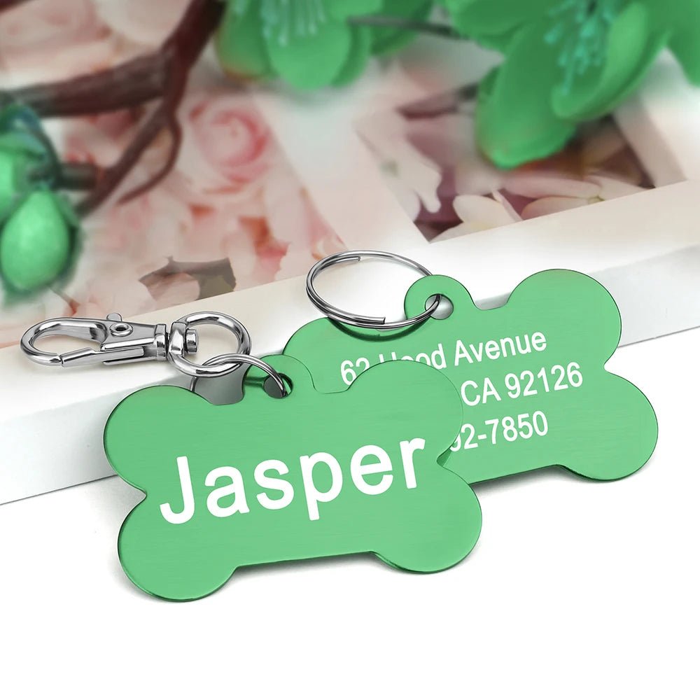 Bone Shaped Pet ID Tag Personalized Dog Cat Name Tags Anti - lost Free Engraving Collar Pendant Bone for Small Medium Large Pet - Furbury