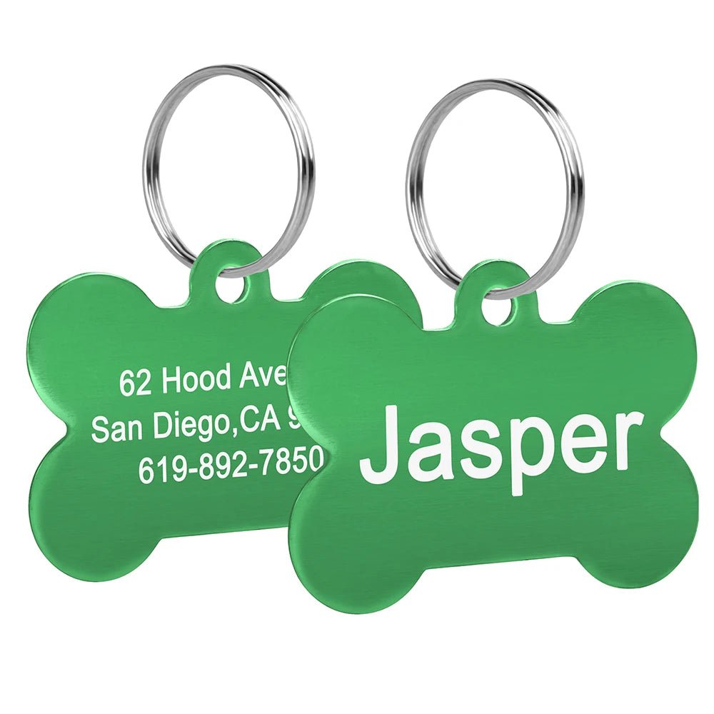 Bone Shaped Pet ID Tag Personalized Dog Cat Name Tags Anti - lost Free Engraving Collar Pendant Bone for Small Medium Large Pet - Furbury